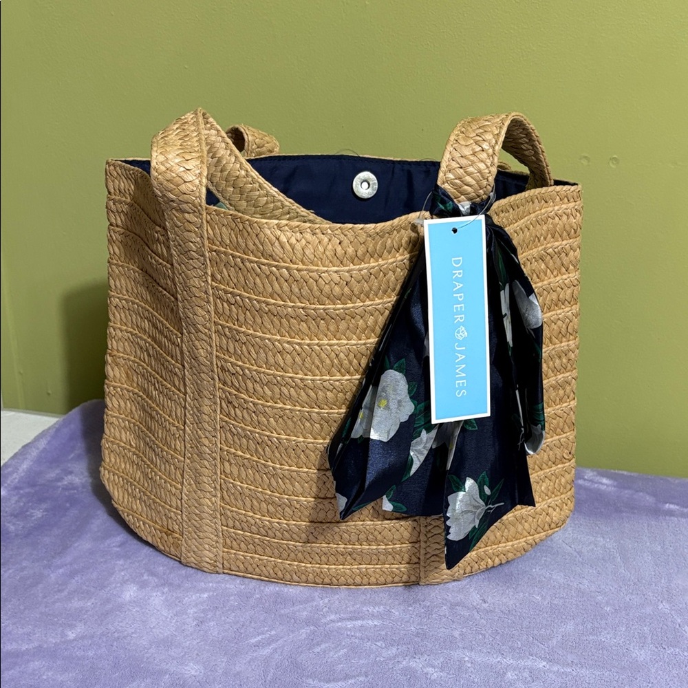 Draper James Tan Tote with Floral Scarf - Picture 2 of 8